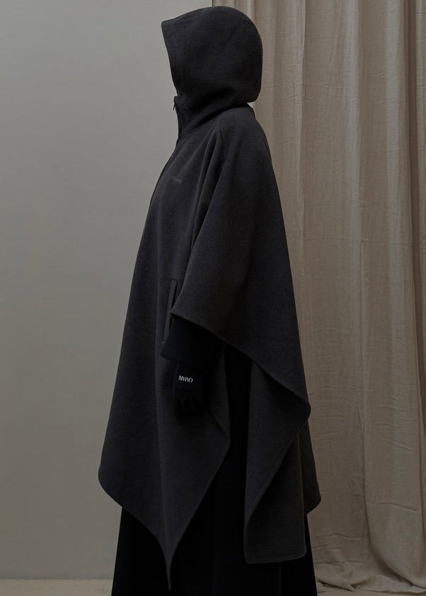 Wool Hooded Grey Poncho