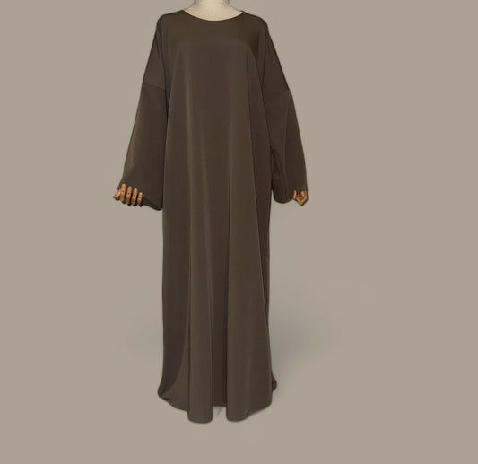 Closed Beige Taupe Abaya