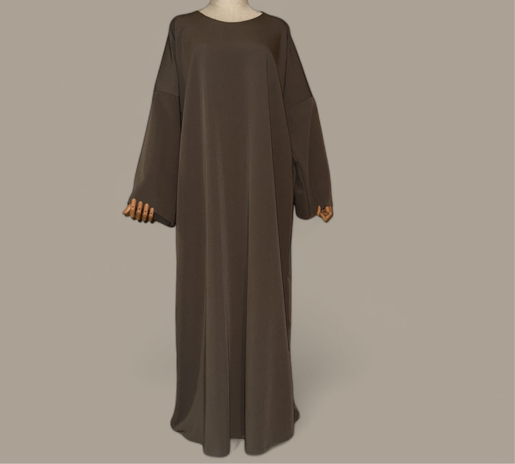 Closed Beige Taupe Abaya